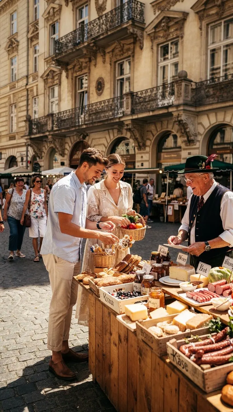 Blick auf die prГ¤chtige Fassade eines historischen GebГ¤udes im Herzen von Wien.
