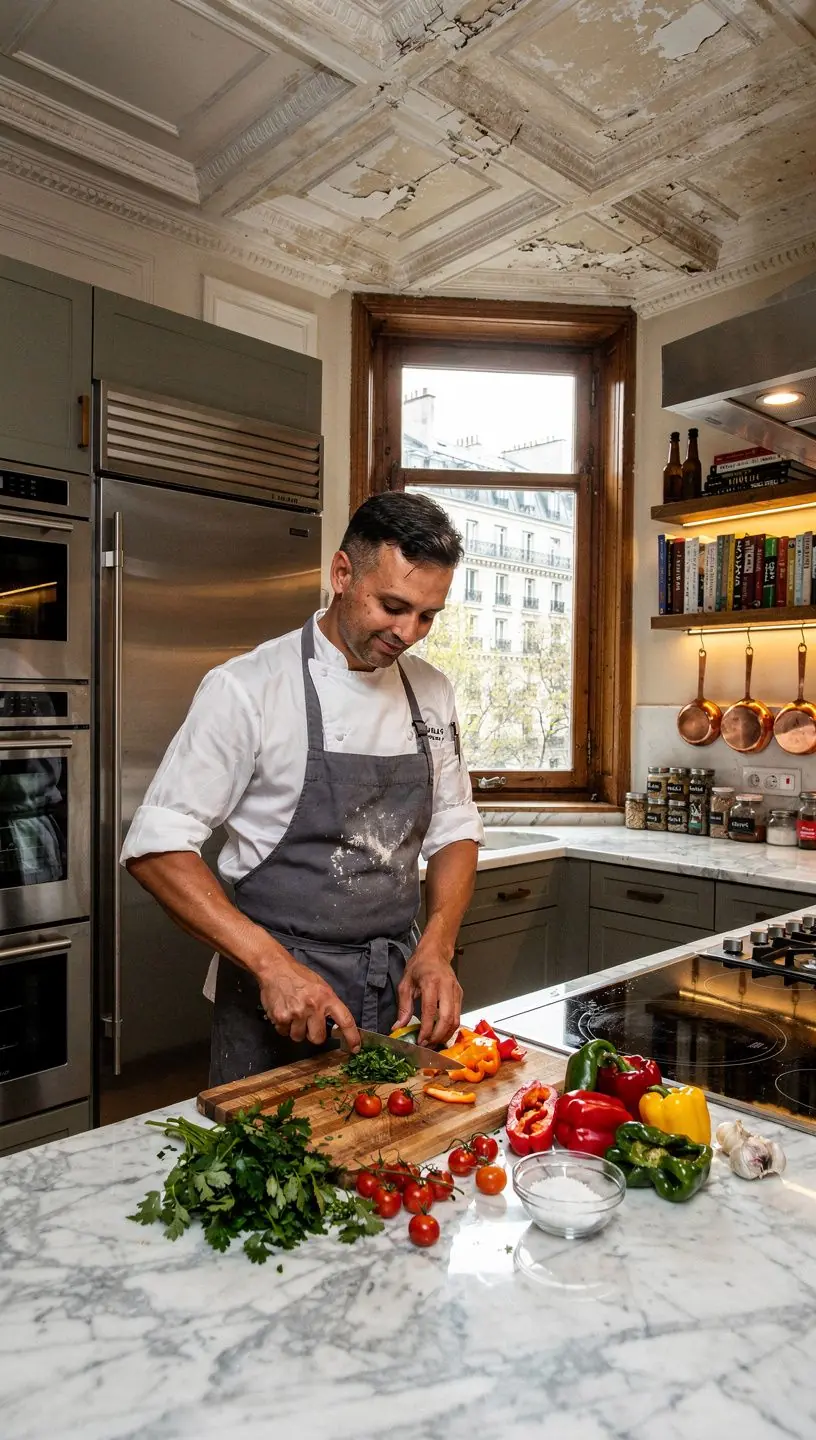 GemГјtlicher Wohnbereich mit einem Kunstwerk und einem groГџen Sofa in einer eleganten Wohnung.