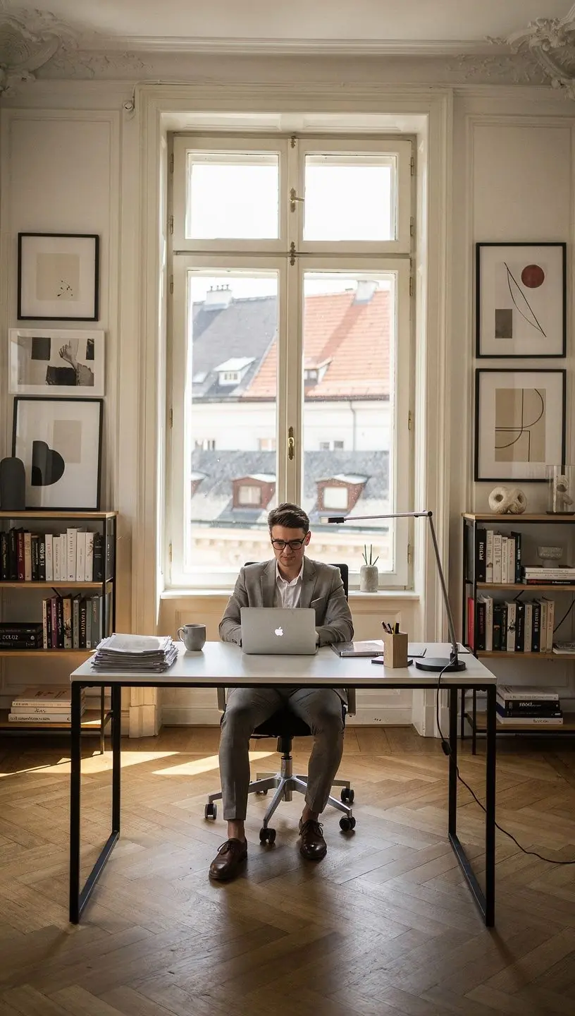 Elegante Wohnung mit hohen Decken und groГџen Fenstern im historischen Zentrum Wiens.